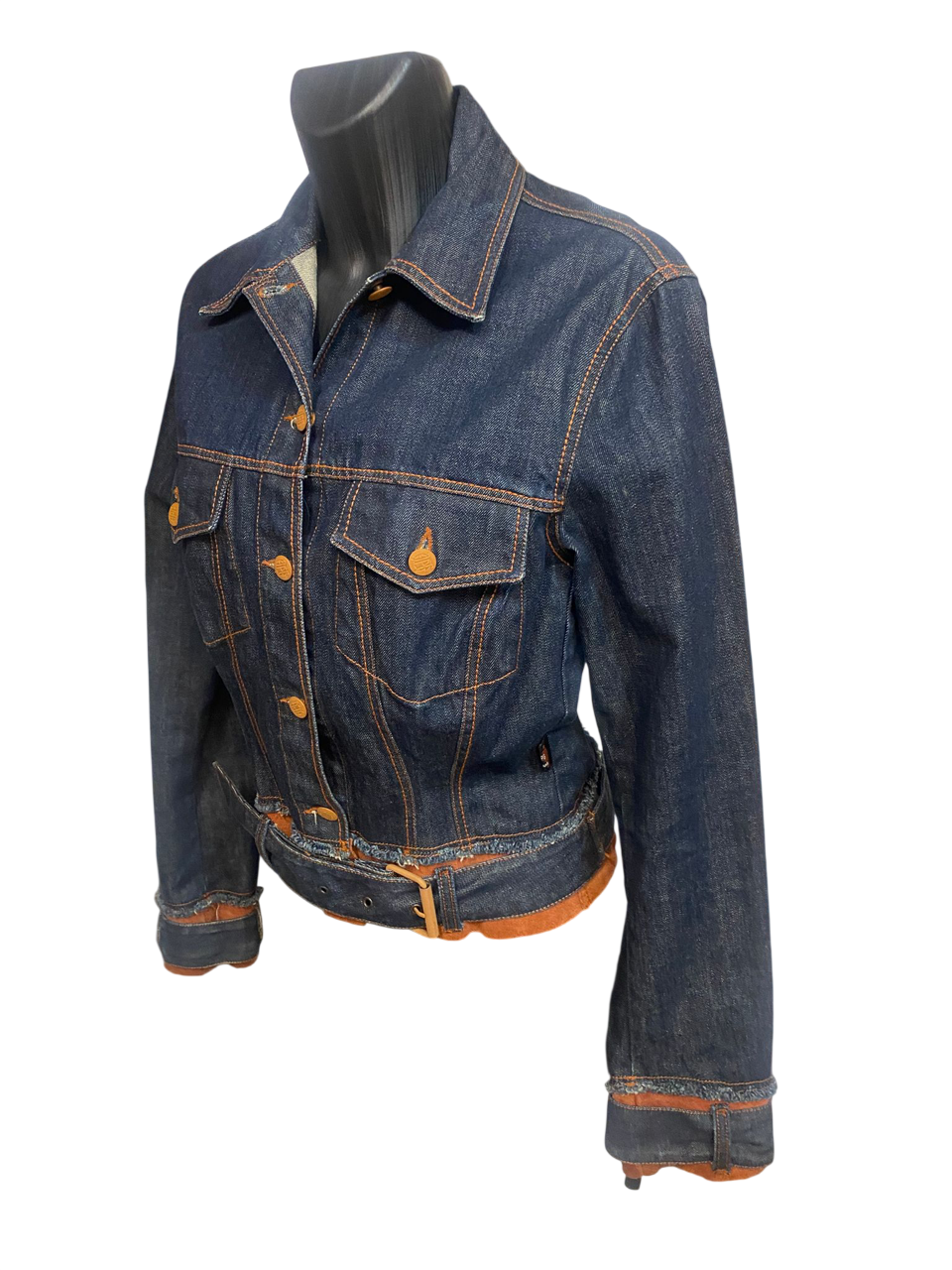 Vintage JPG Jean’s Denim Jacket Leather Trim