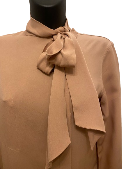 Celine Sand Silk Dress with Lavallière