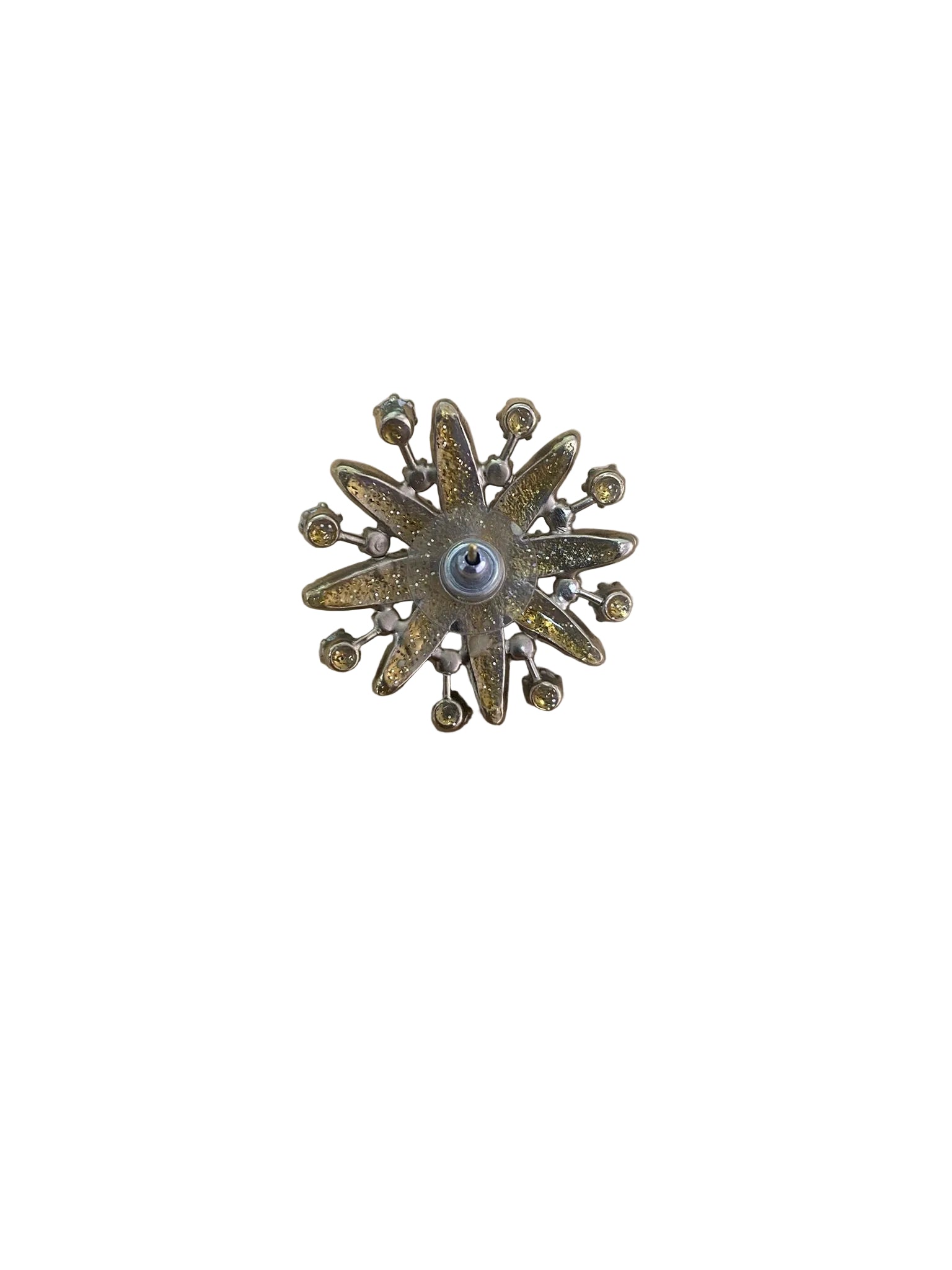 Chanel Crystal Star Earrings White Blue Silver  hardware Metal Glass