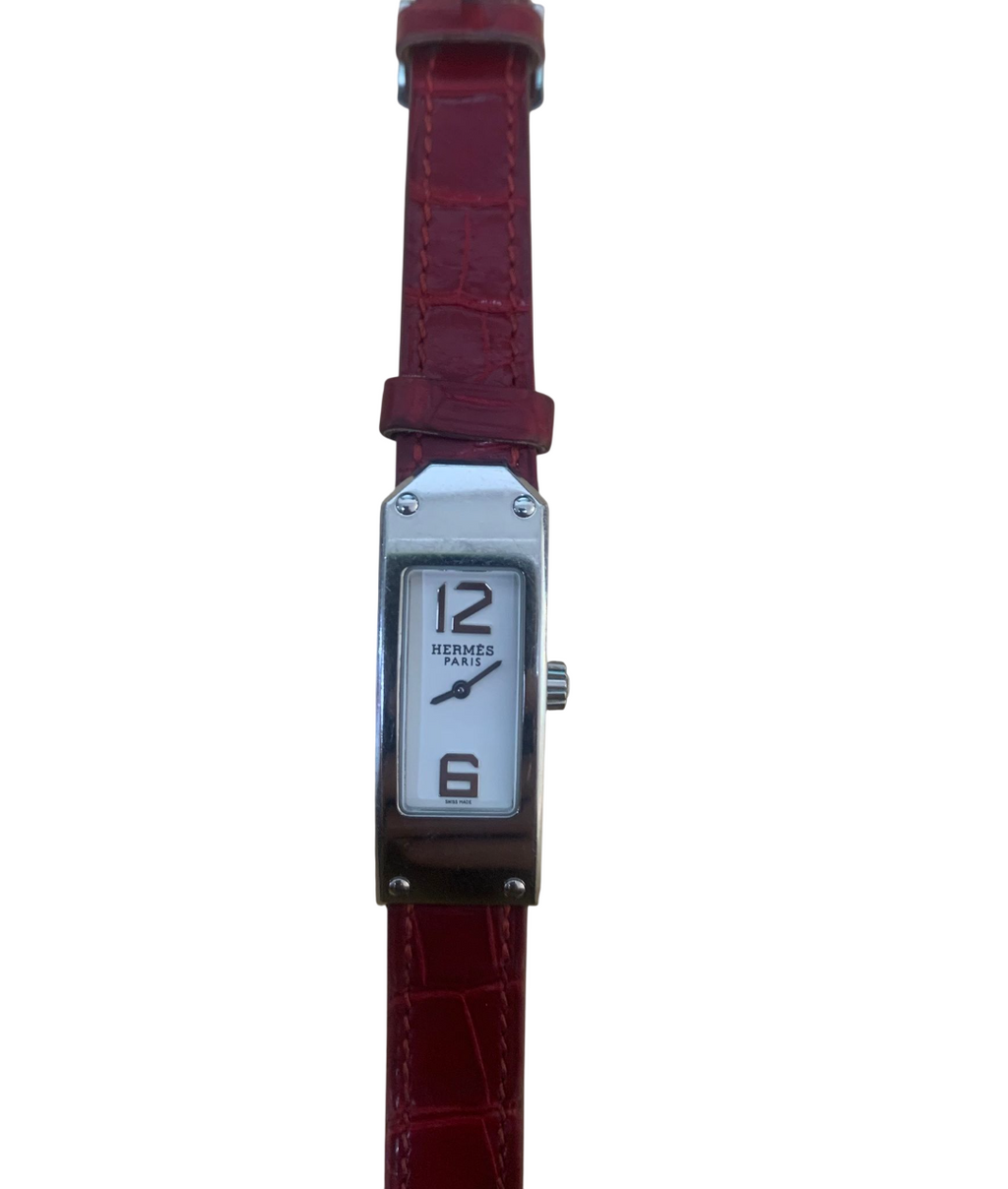 Hermès kelly watch in burgundy