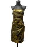Dolce & Gabbana Metallic Gold Draped Strapless Cocktail Dress – IT 42