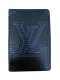 Louis Vuitton Taurillon Shadow Black Leather Monogram Pocket Organizer Wallet