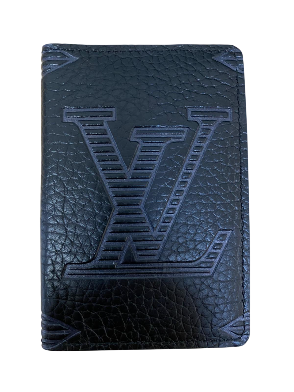 Louis Vuitton Taurillon Shadow Black Leather Monogram Pocket Organizer Wallet