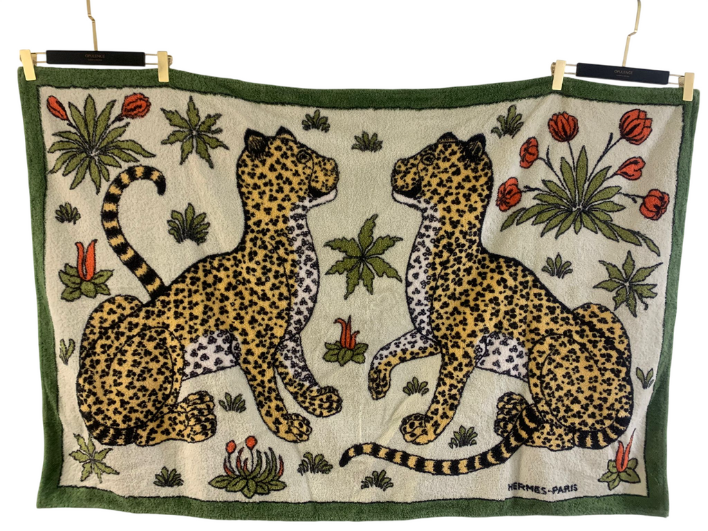 Hermès Beach Towel Iconic Leopard Motif in Terry Cloth (1989)