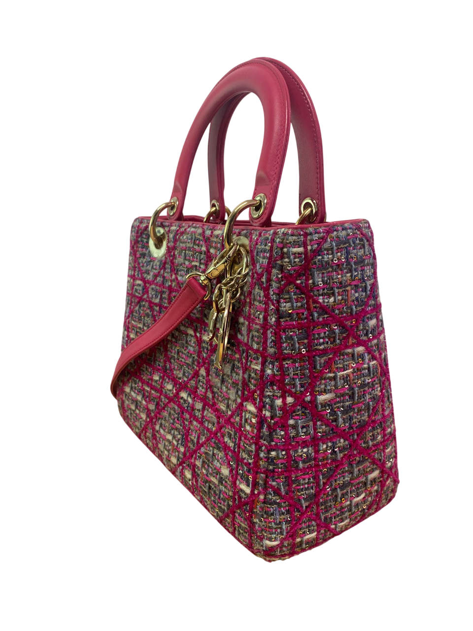 Christian Dior Lady Dior Bag in Pink Cannage Tweed
