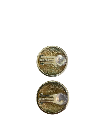 Christian CD Monogram Clip On Gold Earrings