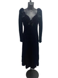 Yves Saint Laurent Rive Gauche Black Velvet Feather Evening Dress 1986/1988