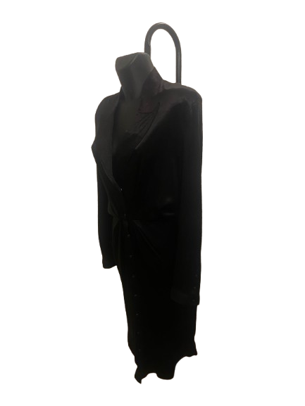 Mugler Black Long Sleeves Satin Dress