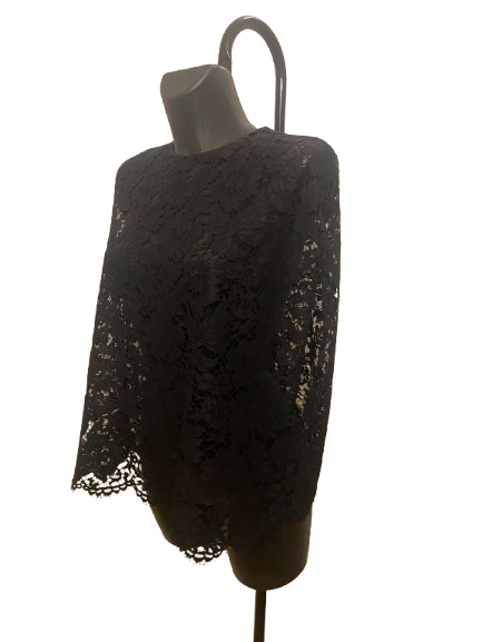 Valentino Floral Black Lace Top