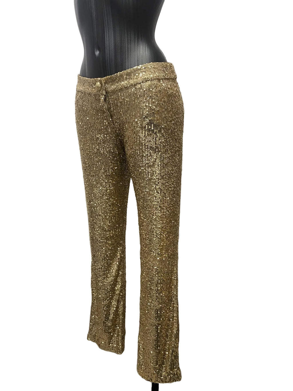 Balmain Paris Gold Sequin Embossed Button Trousers – Size 36