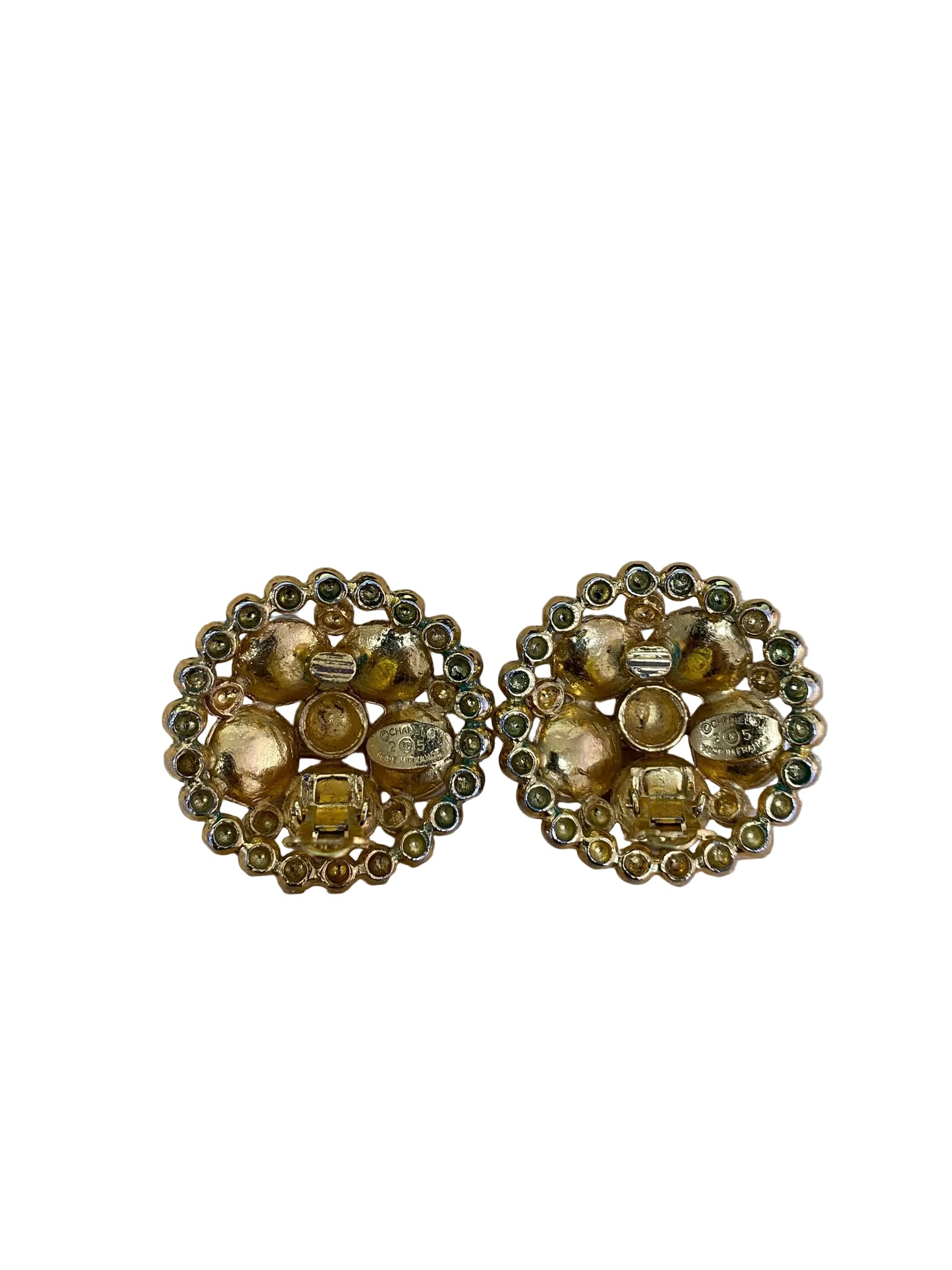 Chanel Gold & Faux Pearl Clip-On Earrings