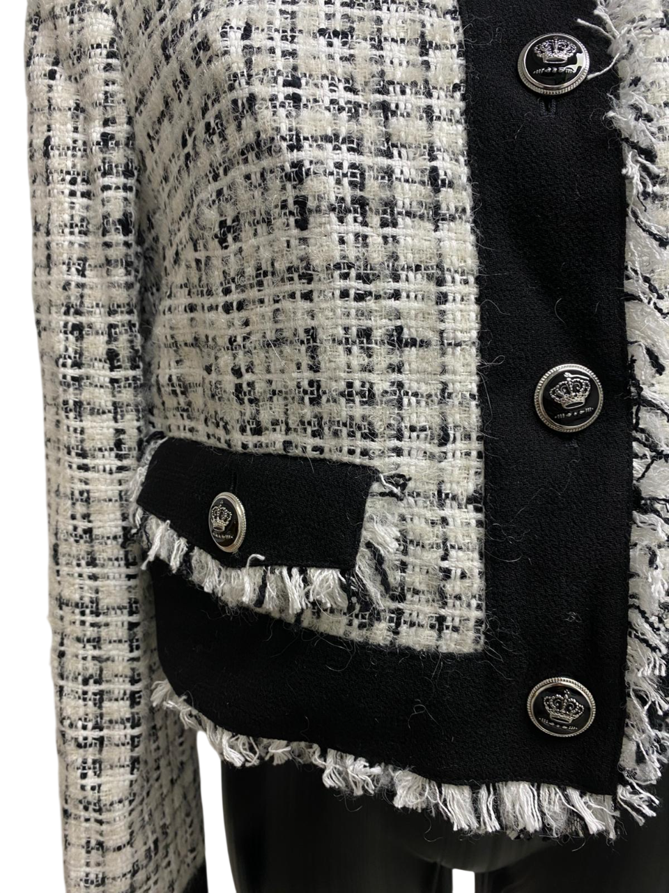 Dolce&Gabbana Cropped Crèpe-Trimmed Tweed Jacket