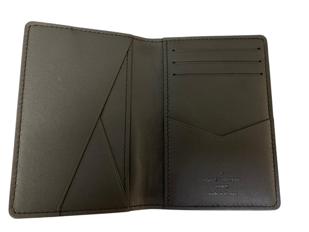 Louis Vuitton Taurillon Shadow Black Leather Monogram Pocket Organizer Wallet