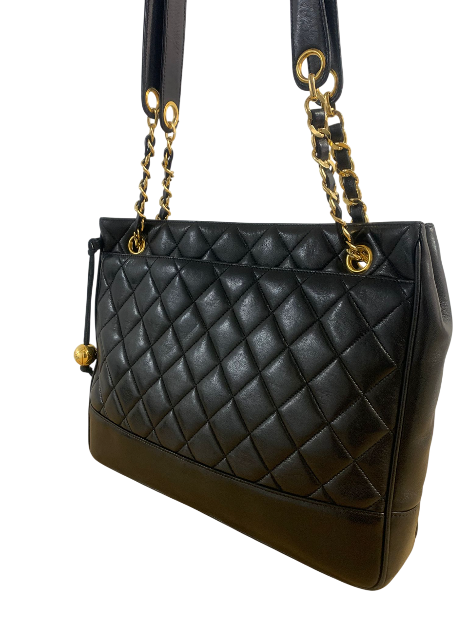Chanel 1997 Vintage Timeless Lambskin Quilted Shoulder Tote Bag