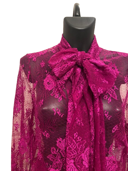 Balenciaga Fuchsia Lace Blouse with Lavallière