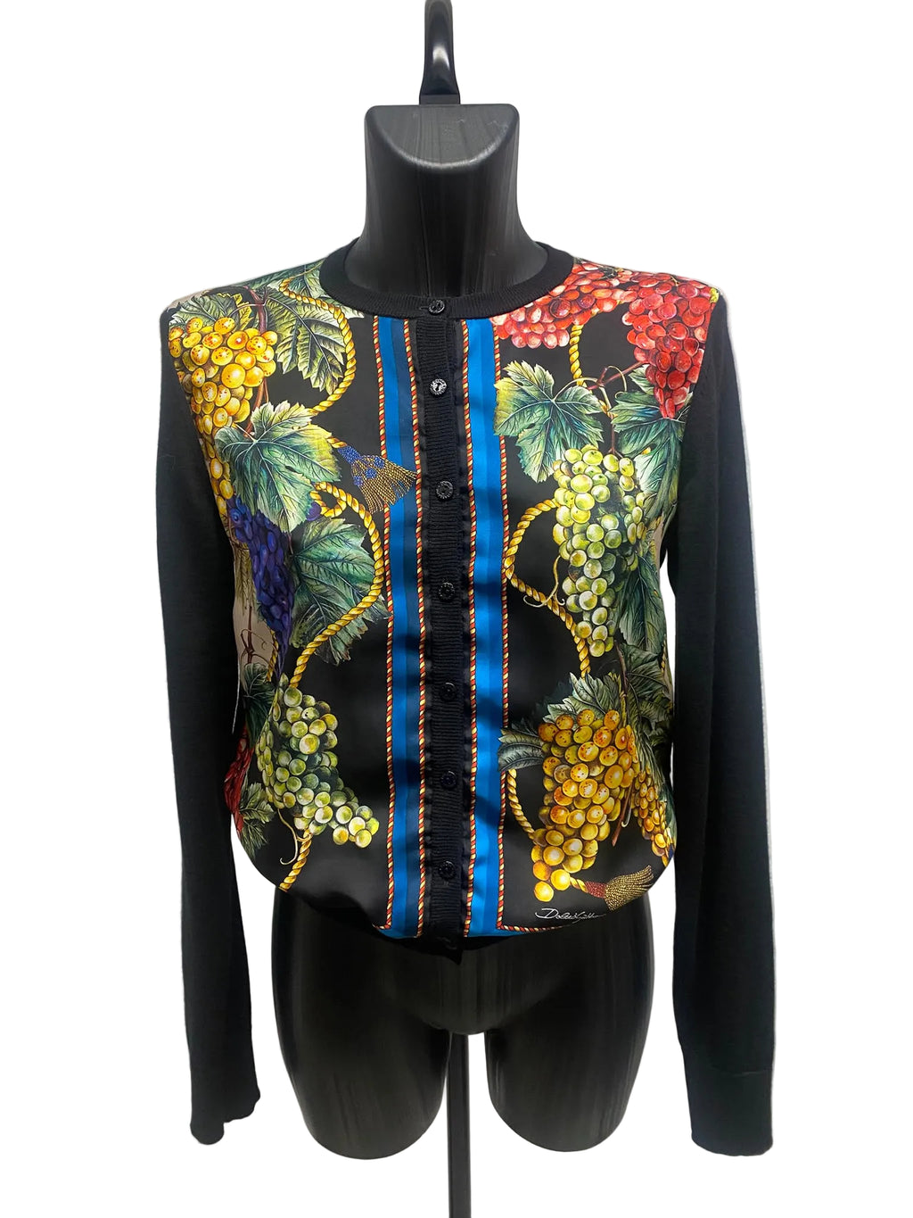 Dolce & Gabbana Cashmere & Silk Grape Print Cardigan - Size IT 44