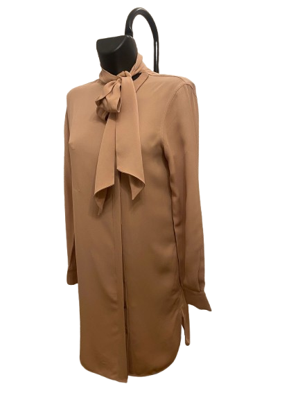 Celine Sand Silk Dress with Lavallière