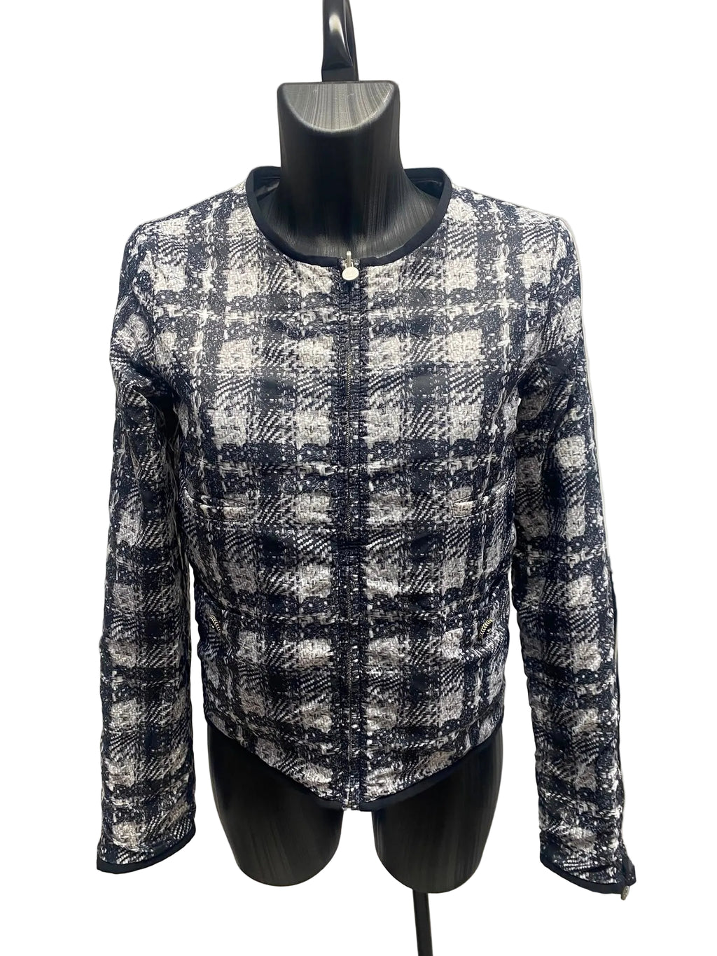 Chanel Reversible Lightweight Jacket – Tweed Print & Solid Black