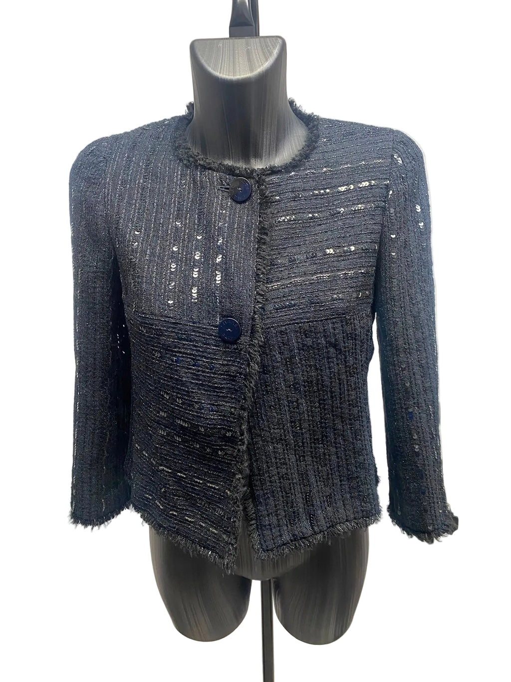 Chanel Black Sequins Tweed Jacket - Size 38 (Cruise Collection - 2000)