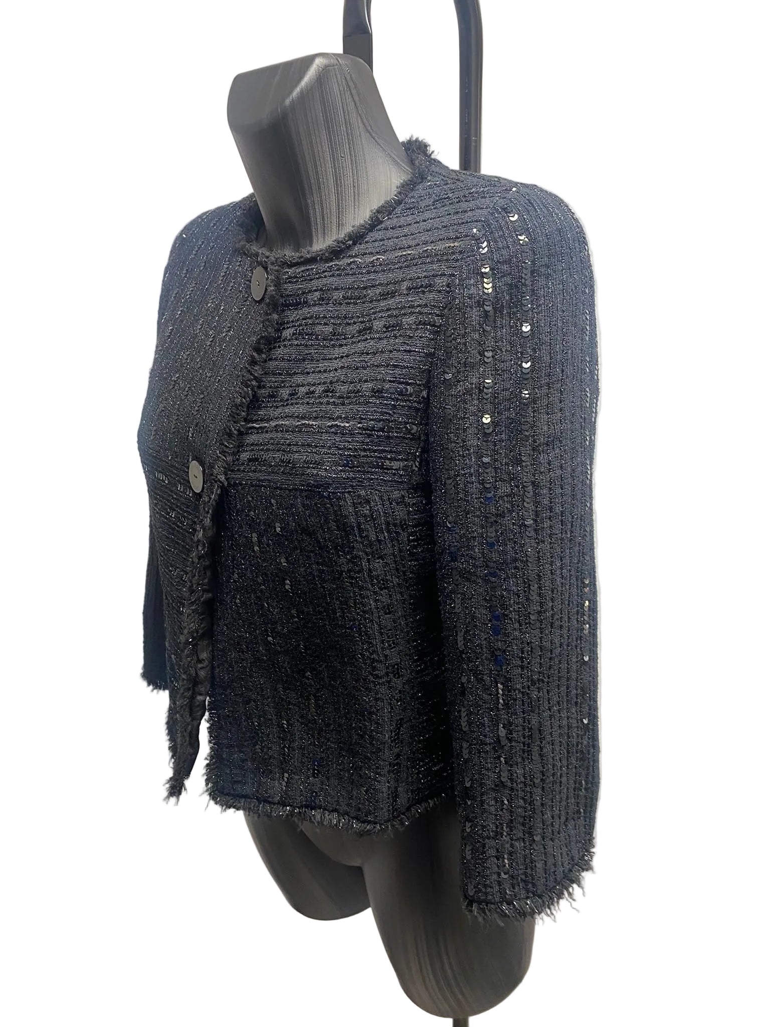 Chanel Black Sequins Tweed Jacket - Size 38 (Cruise Collection - 2000)