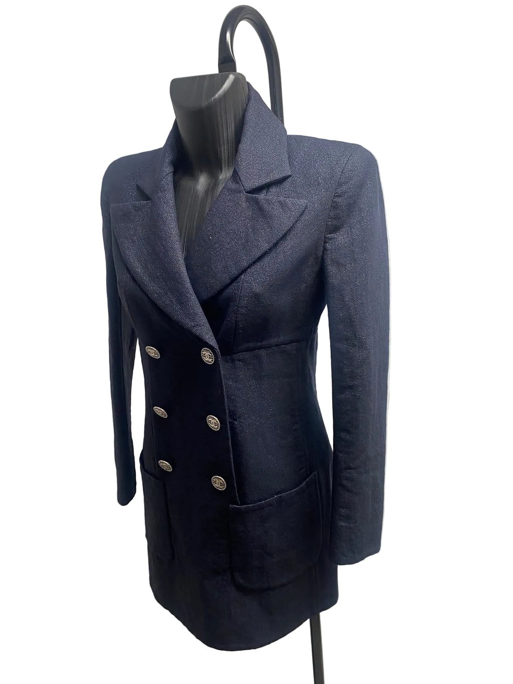 Chanel Vintage Navy Blue Double-Breasted Blazer Dress – Size 36