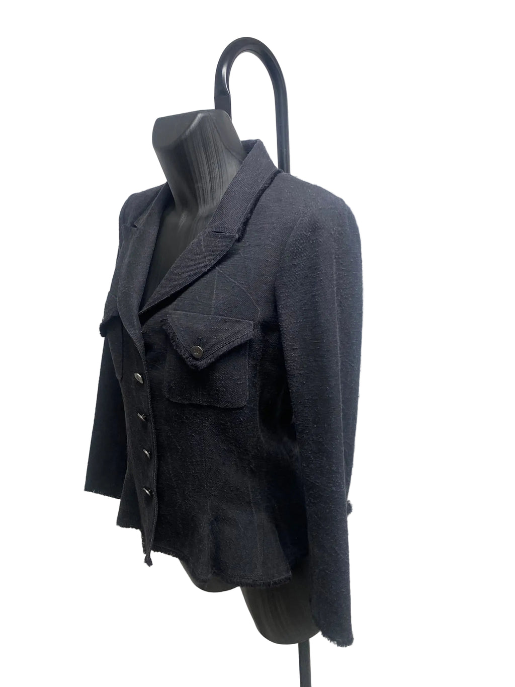 Chanel Vintage 2006 Spring Black 100% Silk Peplum Jacket - Size FR 42