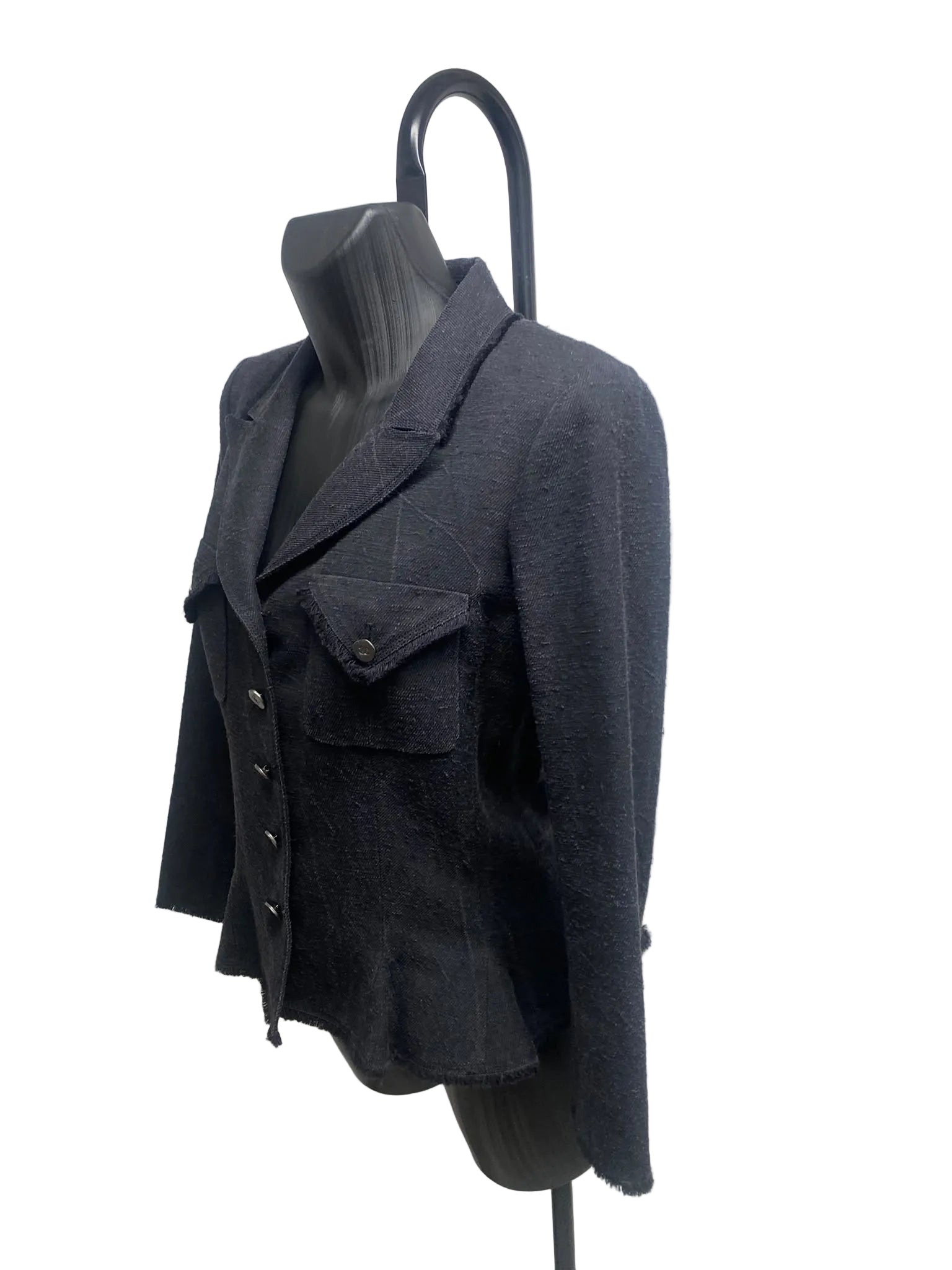 Chanel Vintage 2006 Spring Black 100% Silk Peplum Jacket - Size FR 42