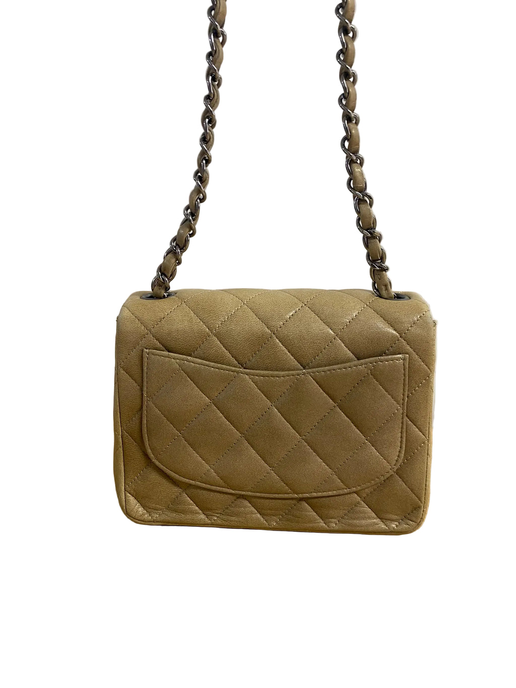 2003 Chanel Quilted Flap Bag in Beige Aged Calfskin & Ruthenium Hardware