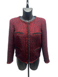 Chanel Red & Black Lesage Tweed Zip Jacket – Size 38