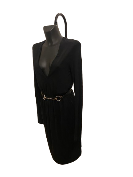 Tom Ford x Gucci Black Dress with Mors Buckle Belt