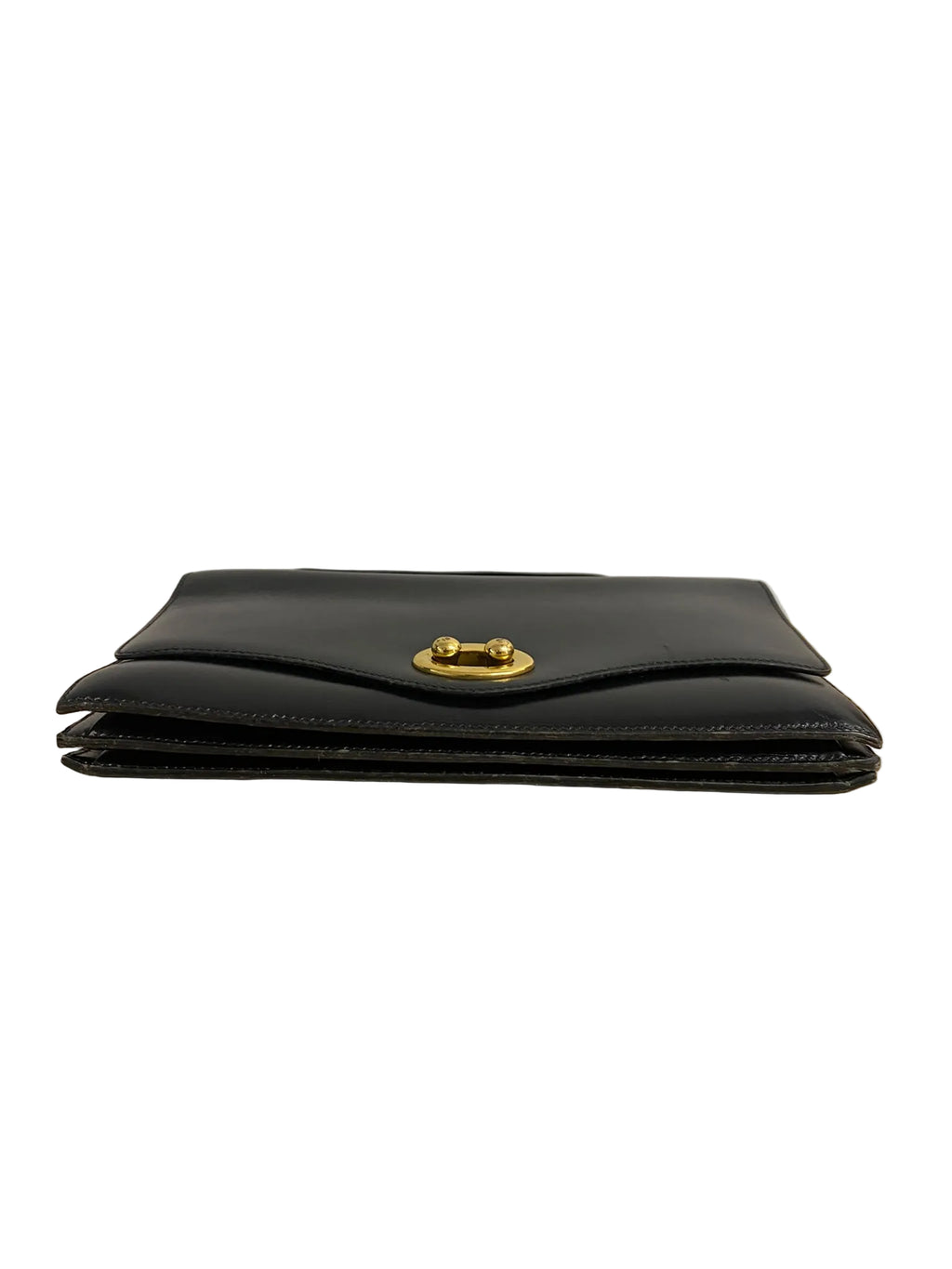 Hermès " Boutonnière" Black Box Leather Top-Handle Bag