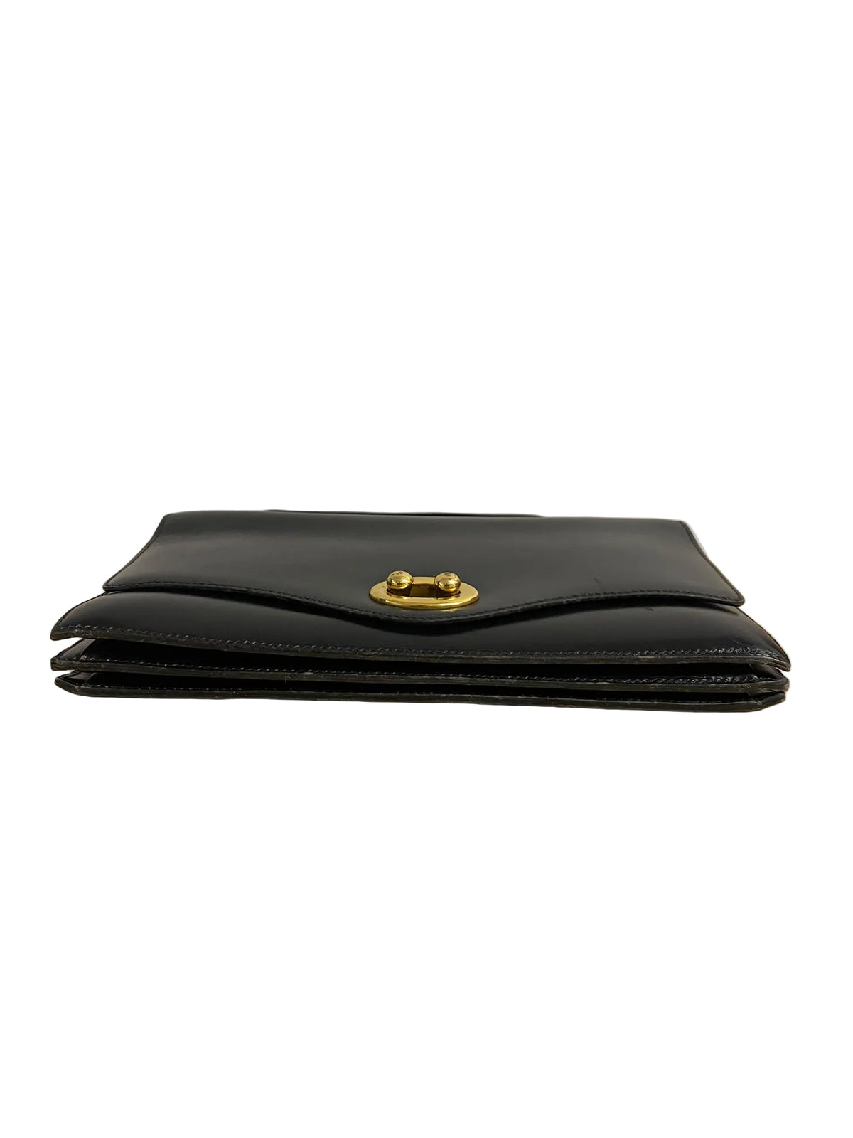 Hermès " Boutonnière" Black Box Leather Top-Handle Bag
