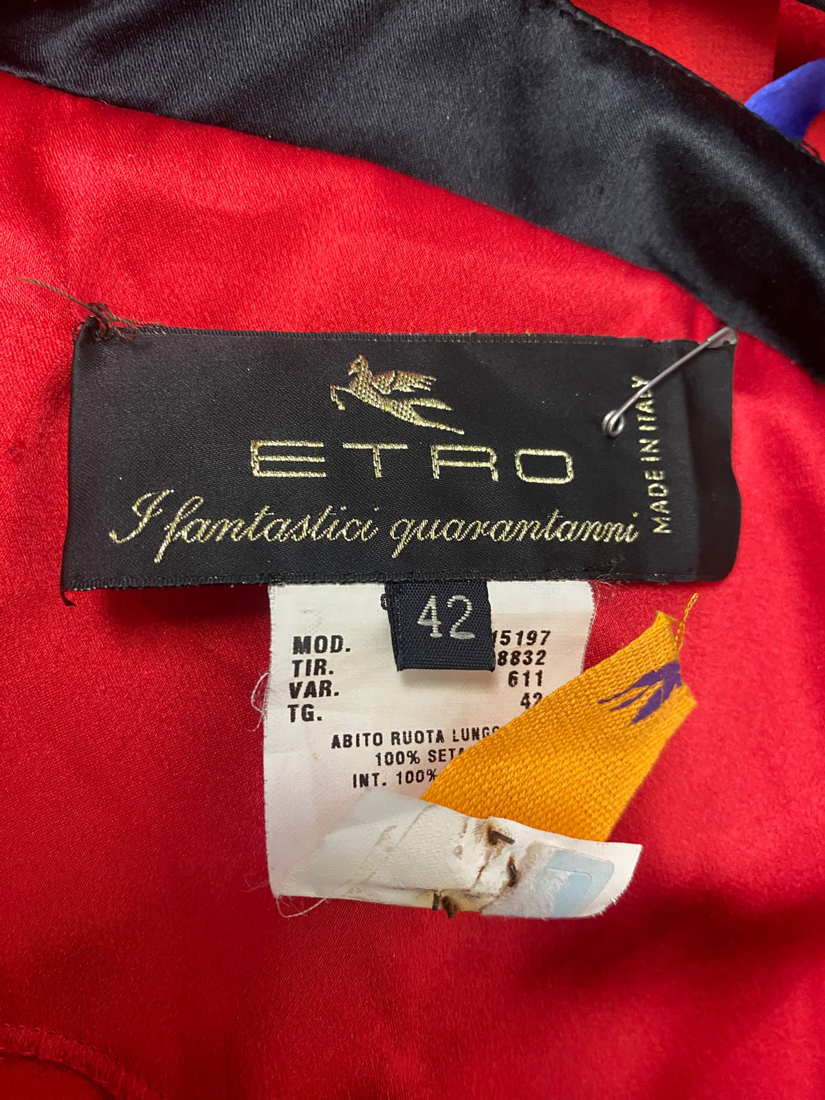 2008 ETRO "I Fantastici Quarantanni" Silk Floor-Length Gown – Red, Blue & Black (IT 42)