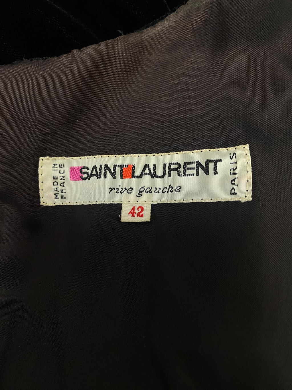 Yves Saint Laurent Rive Gauche Black Velvet Feather Evening Dress 1986/1988