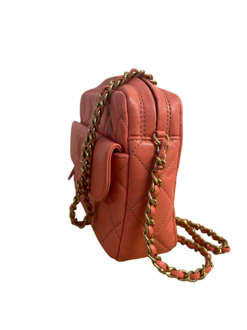 Chanel Quilted Camera Bag in Pink Lambskin (2020)
