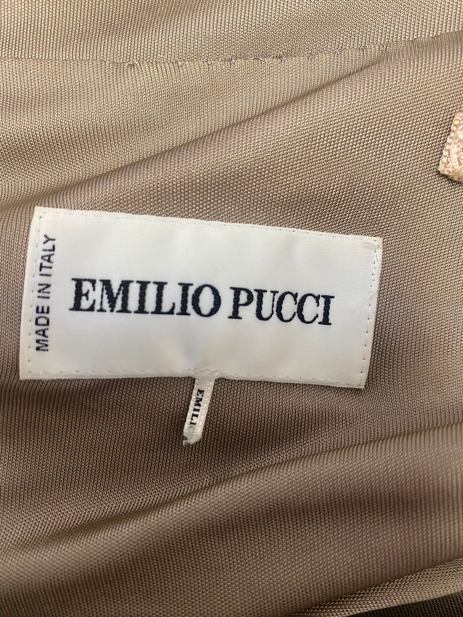 Emilio Pucci Metallic Gold Ruched Halter Neck Mini Dress