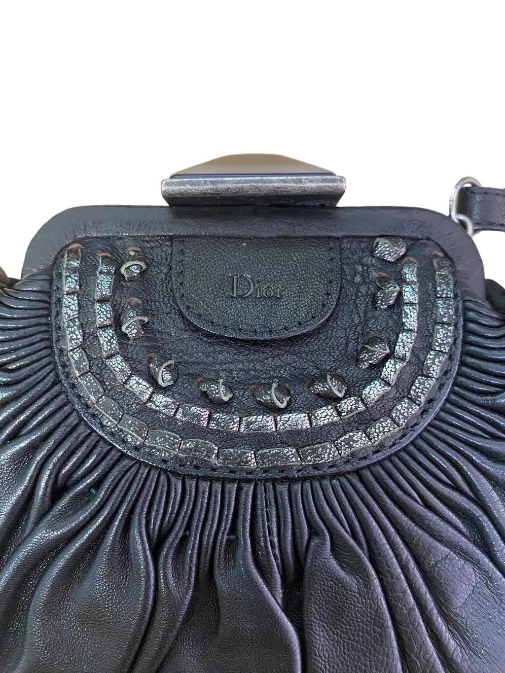 John Galliano x Christian Dior Black Leather Clutch S/S2007