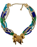 Lanvin Blue Pearls and Gold Necklace