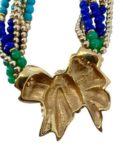 Lanvin Blue Pearls and Gold Necklace