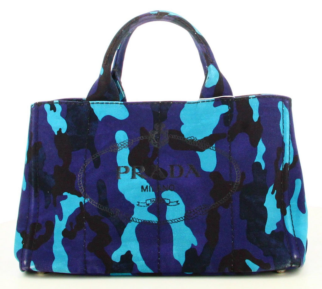 Prada Blue Canapa Camouflage Handbag