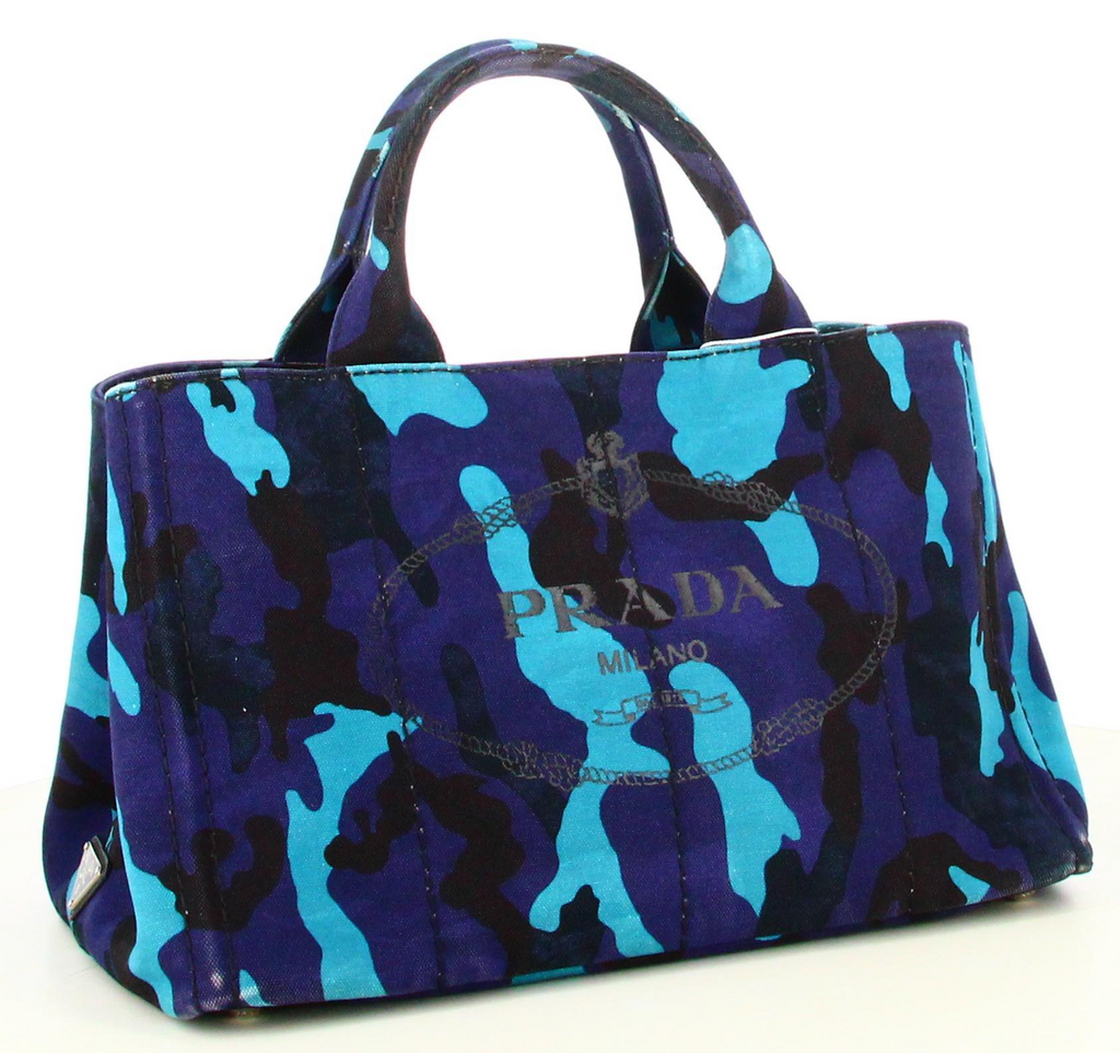 Prada Blue Canapa Camouflage Handbag