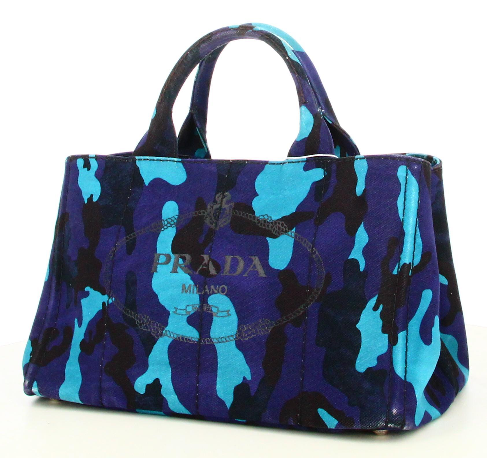 Prada Blue Canapa Camouflage Handbag