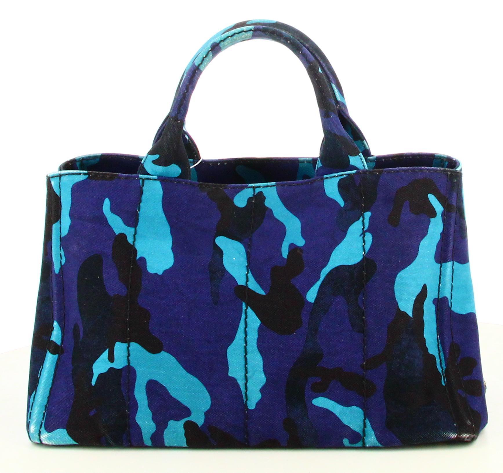 Prada Blue Canapa Camouflage Handbag