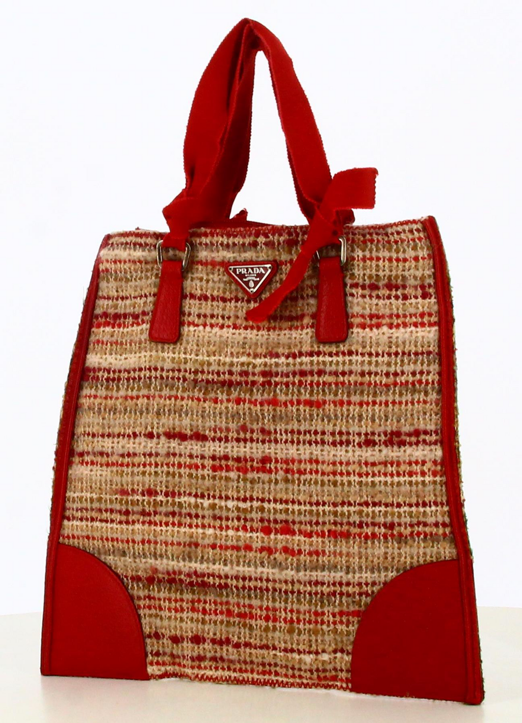 Prada Tweed and Red Leather Handbag