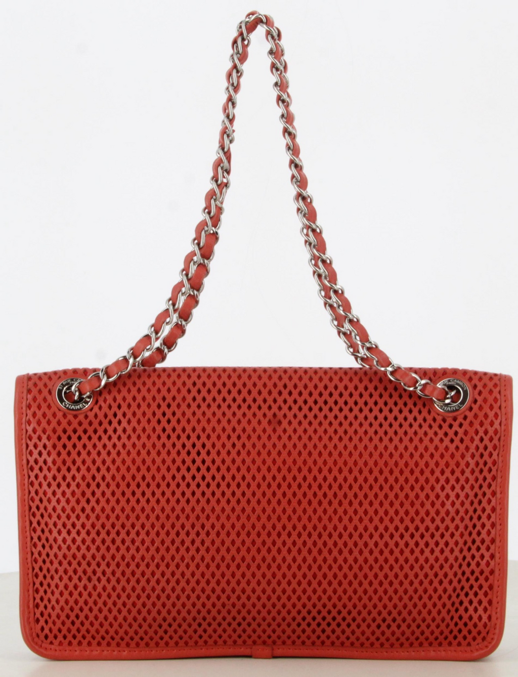 2012 Chanel Red Perforated Shoulder Bag