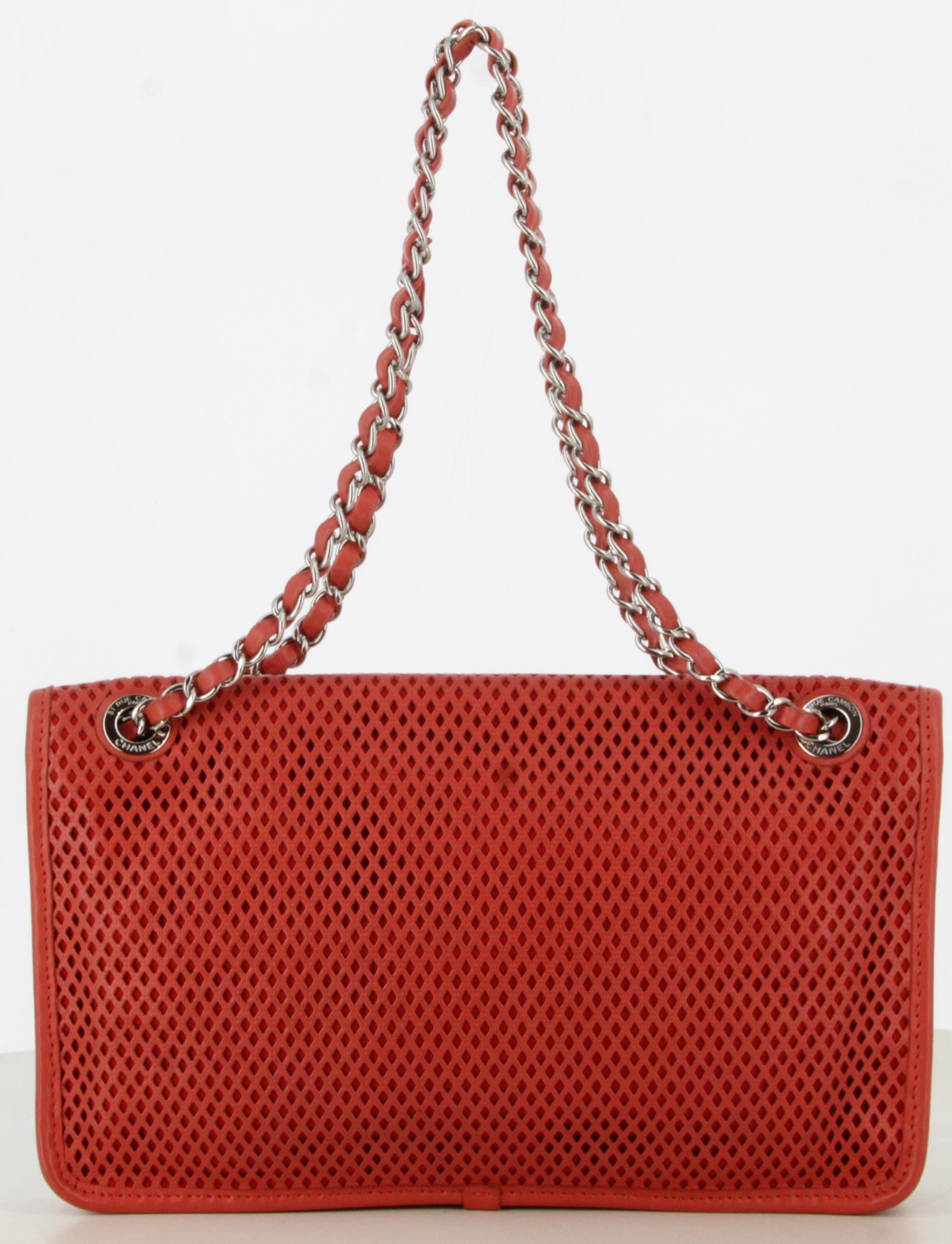 2012 Chanel Red Perforated Shoulder Bag