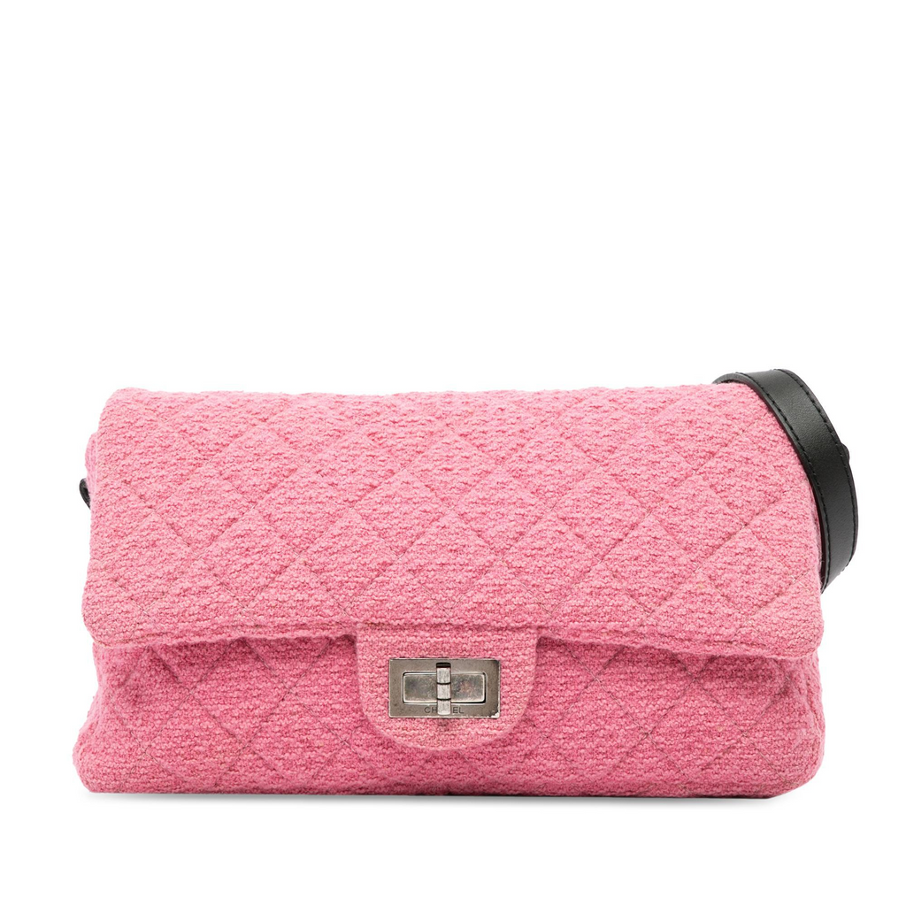 2009 Chanel Pink Tweed Mademoiselle Lock Crossbody