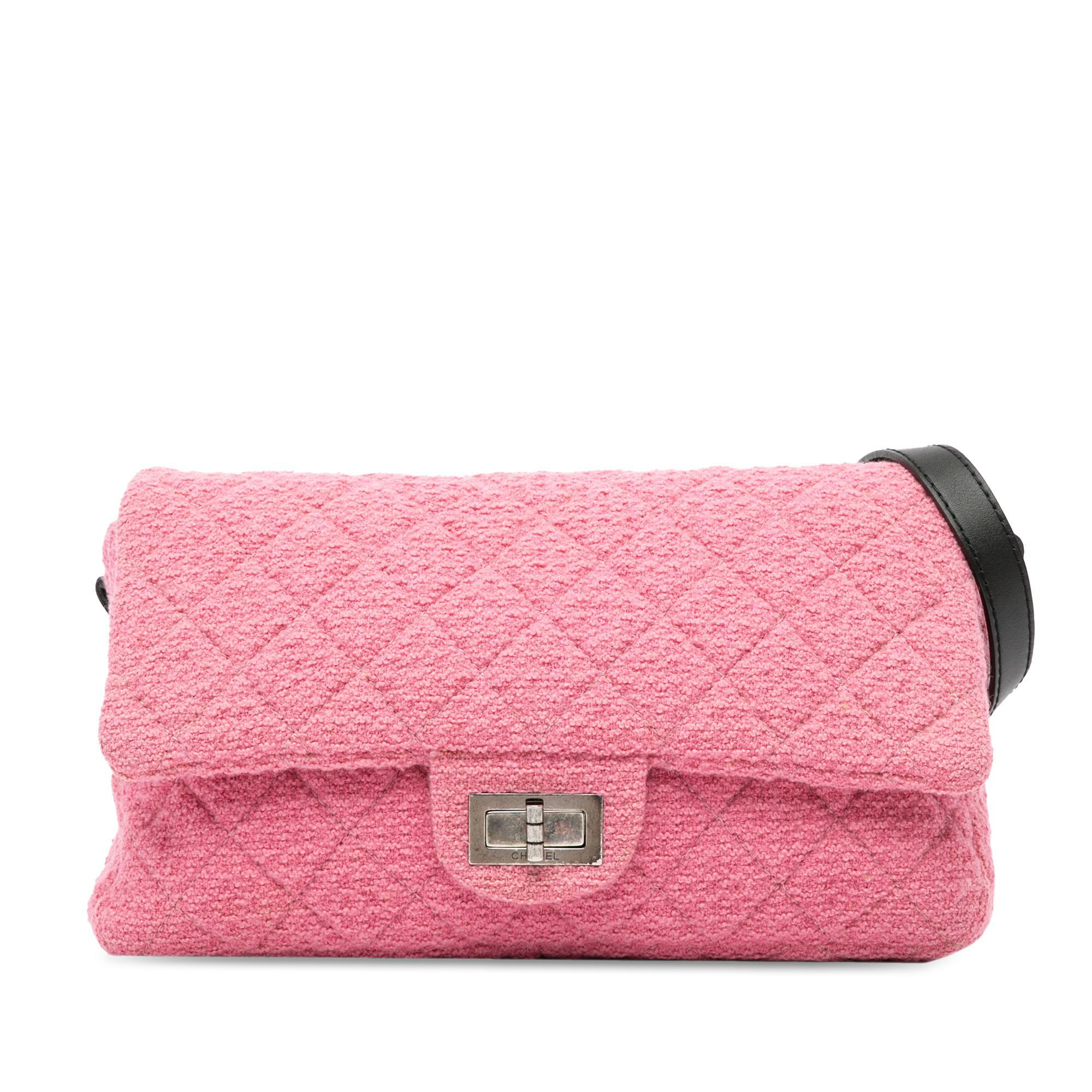 2009 Chanel Pink Tweed Mademoiselle Lock Crossbody