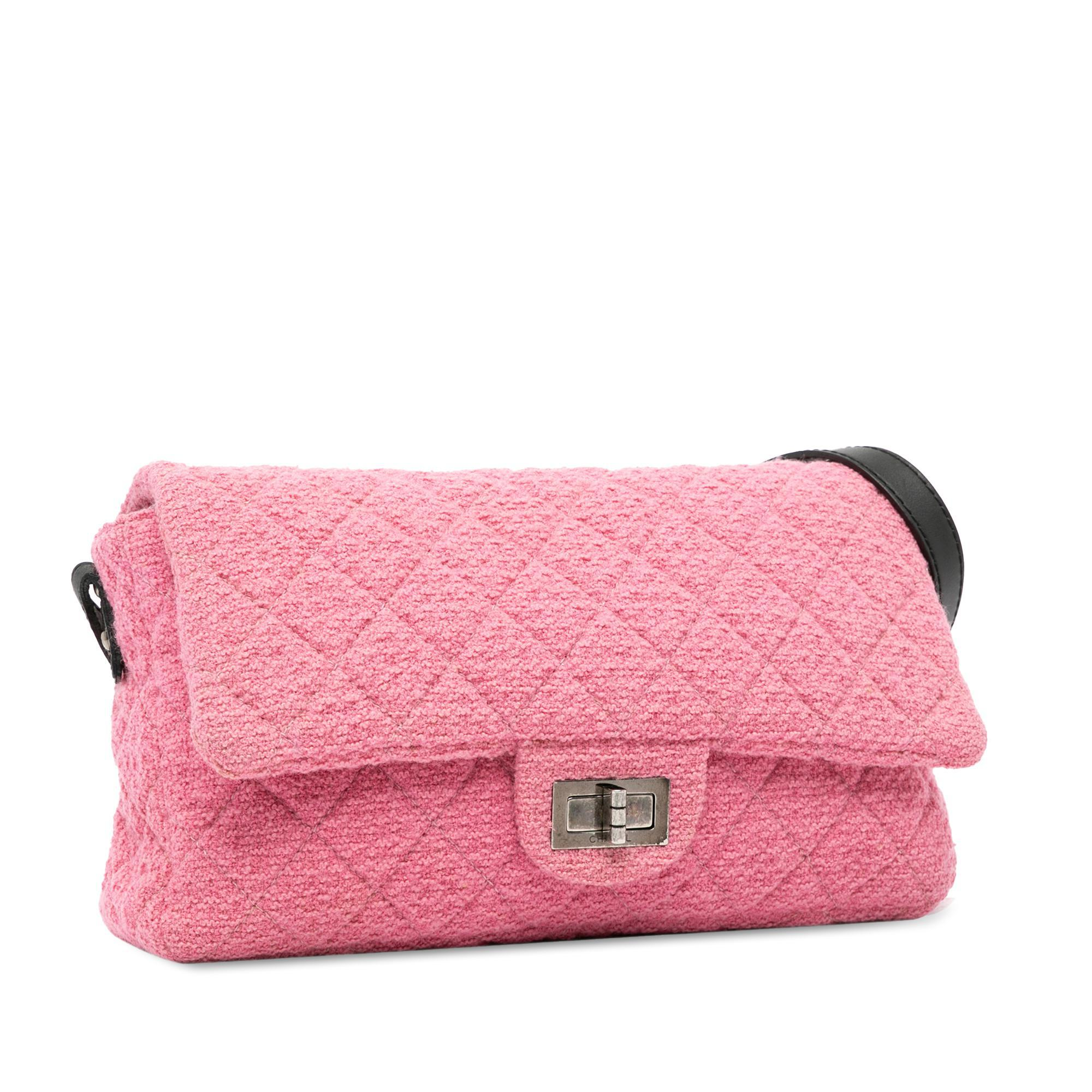 2009 Chanel Pink Tweed Mademoiselle Lock Crossbody