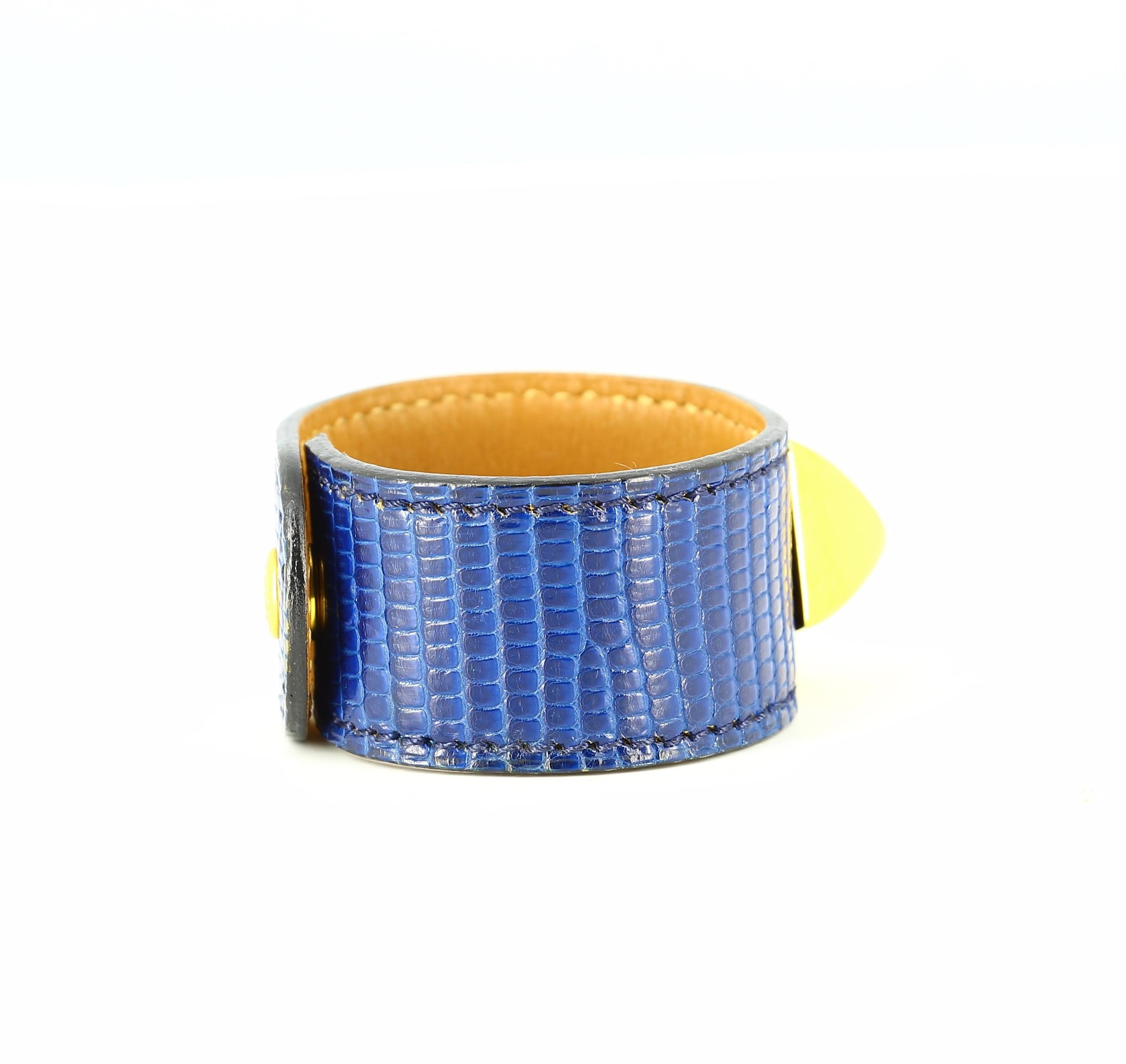 Hermes Medor blue lizard bracelet